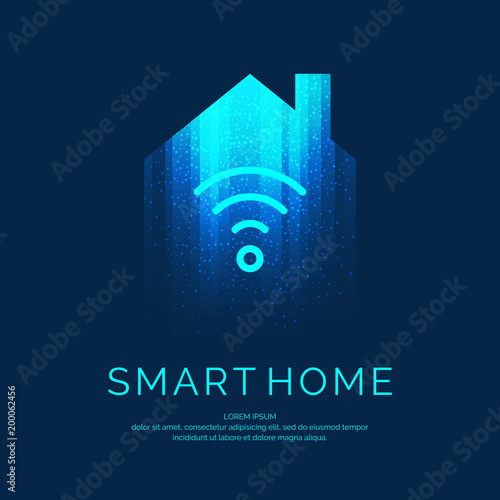 Smart home emblem for digital technologies.