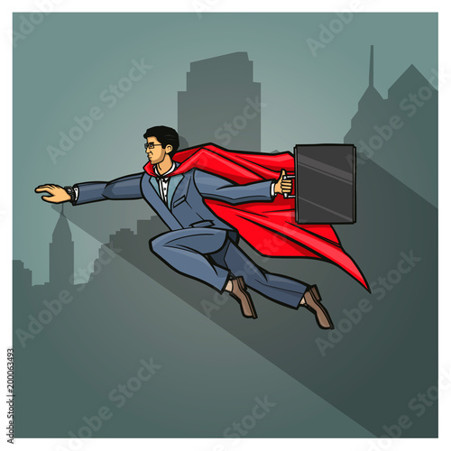 Businessman. Superhero. Colorful illustrations. Flat vector illustration.