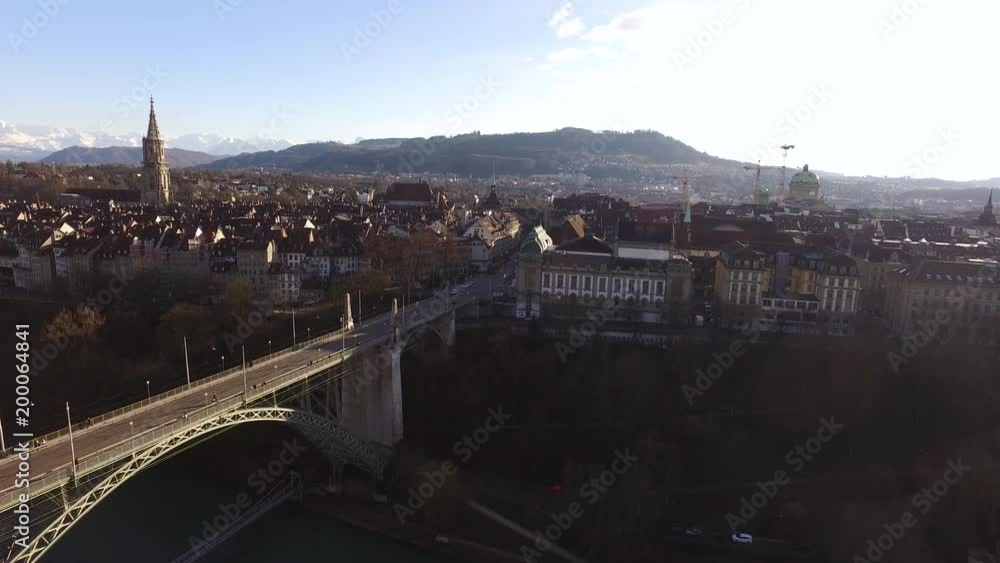 Aerial view of Kornhausbrucke bridge in Bern Aerial view of Kornhausbrucke bridge in Bern