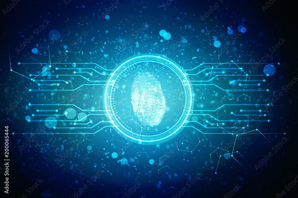 Obraz premium Fingerprint Scanning Technology Concept 2d Illustration 