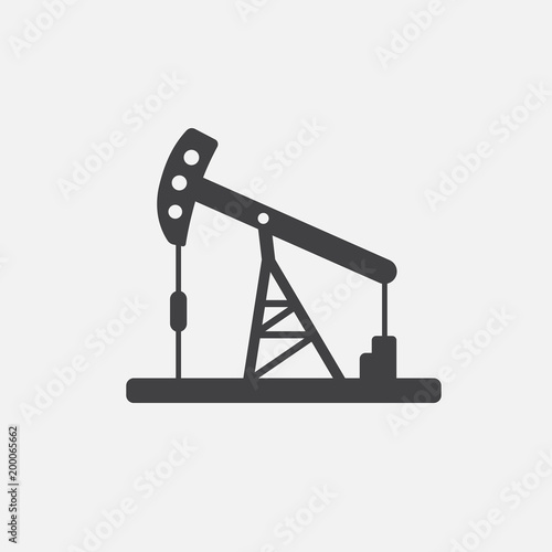 Oil pump. Oil derrick. Vector icon isolated on white. Simple pictogram jack, well, tower, energy equipment, gasoline industrial concept. Flat adapted design for web site, mobile app, UI