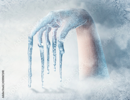 Conceptual Frozen hand background photo