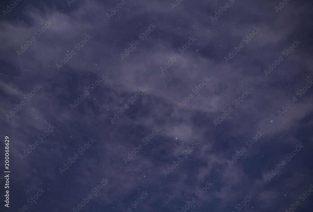 view on cloudy sky with stars at night