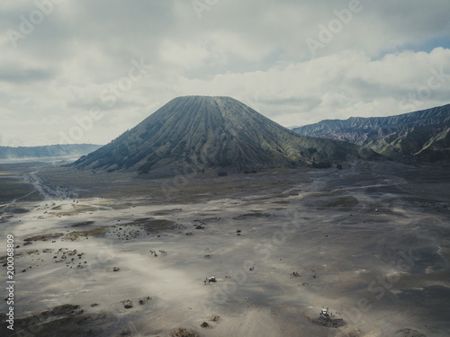 Beautiful active Volcano with smoke Mount Bromo on from Pananjakan Peak at Java island in Indonesia