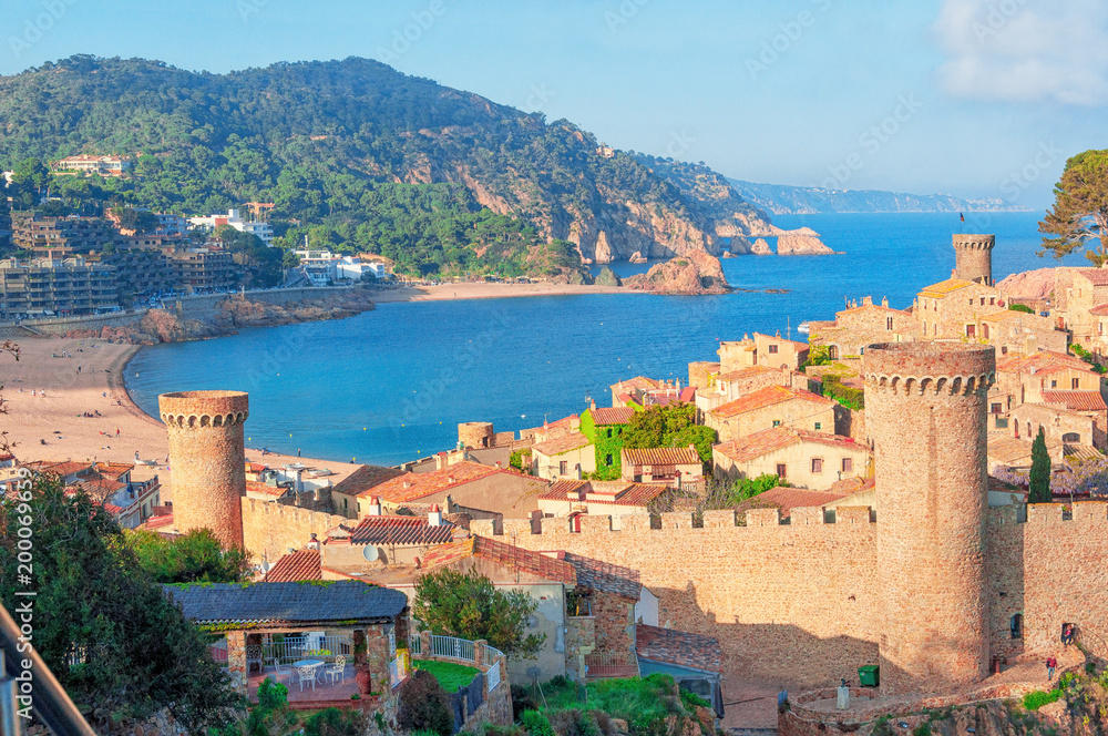 Tossa de Mar, Costa Brava, Spain. View of the sea and old town.