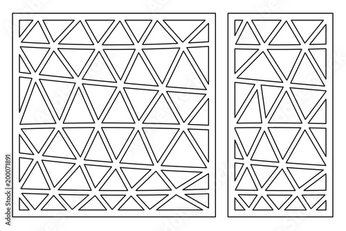 Set template for cutting. Square line diagonal pattern. Laser cut. Ratio 1:1, 1:2. Vector illustration.