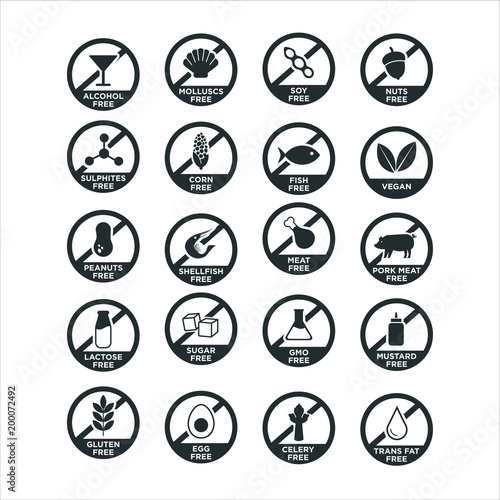Allergen icon set. Vector illustration.