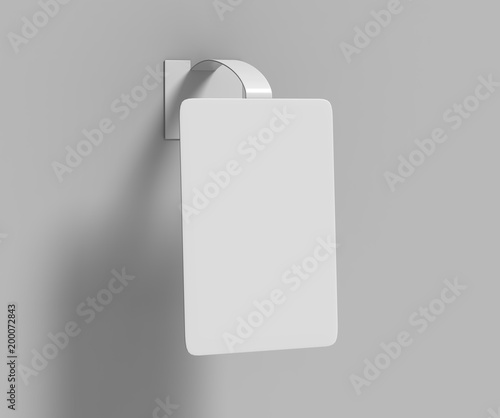 Blank White Advertising PVC shelf wobbler plastic shelf dangler for shopping centers. 3d render illustration.