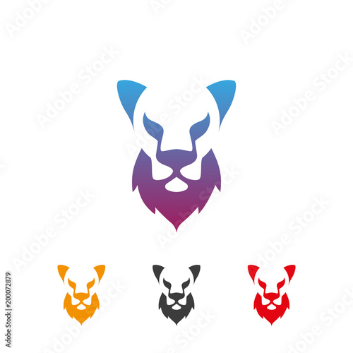 Fototapeta Naklejka Na Ścianę i Meble -  Bald lion with a beard icons set. Bald lion with a beard logo idea for the Barbershop business card, branding and corporate identity.