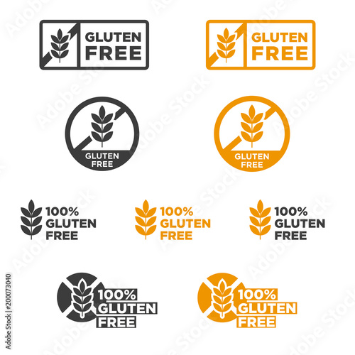 Gluten free icon set. Vector illustration.