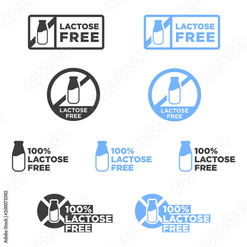 Lactose free icon set.