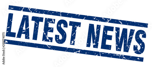 square grunge blue latest news stamp