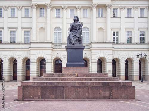 Nicolaus Copernicus Monument (by Bertel Thorvaldsen) in Warsaw (Poland) before the Staszic Palace, the seat of the Polish Academy of Sciences