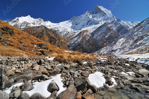 Nepal, Annapurna Conservation Area, Trek to Annapurna Base Camp in Nepal Himalaya.