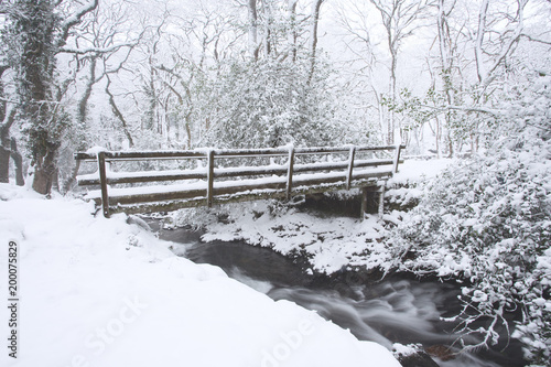 Small bridge crossing moor brook near okehampton devon uk