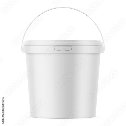 White matte plastic bucket mockup template.