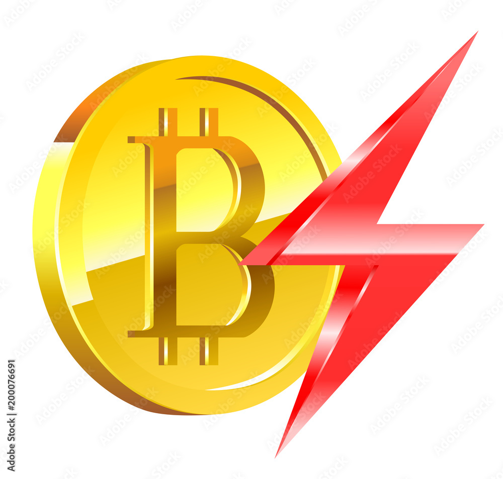 Bitcoin and lightning bolt Bitcoin and lightning bolt