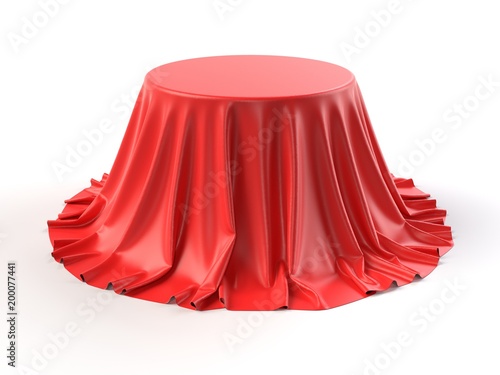 Round box covered with red fabric