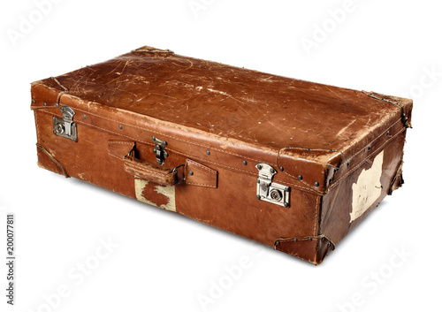 vintage leather baggage isolated