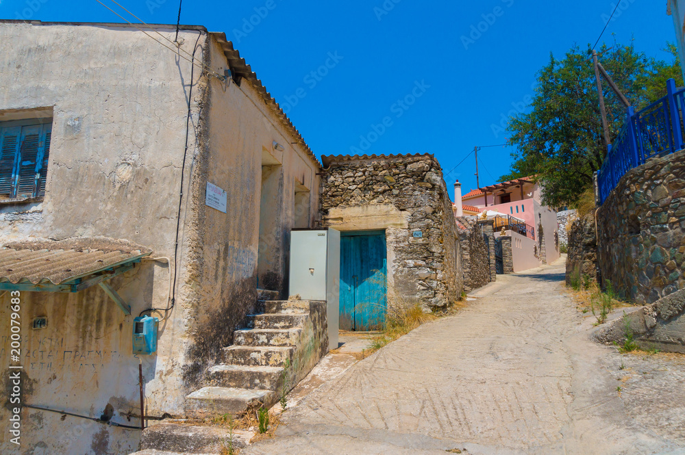 Street view from Karavas village in Kythera island in Greece