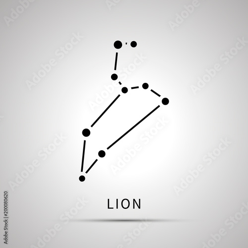 Lion constellation simple black icon with shadow