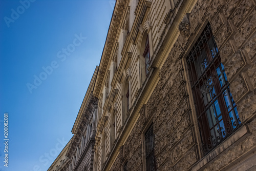 medieval palace facade and blue sky