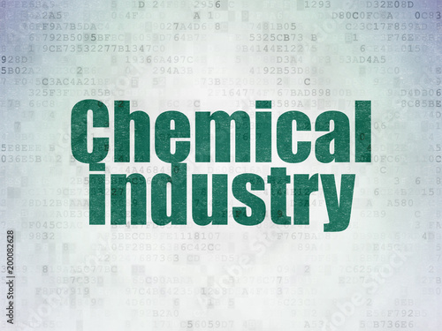 Industry concept: Painted green word Chemical Industry on Digital Data Paper background