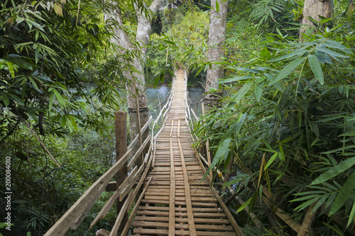 temporary suspension bridge over the river