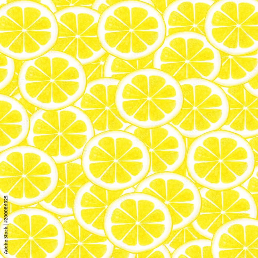 Watercolor Lemon Slices background,  Seamless Pattern, Hand drawn watercolor.