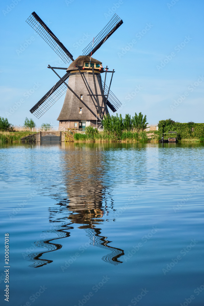 Windmills at Kinderdijk in Holland. Netherlands