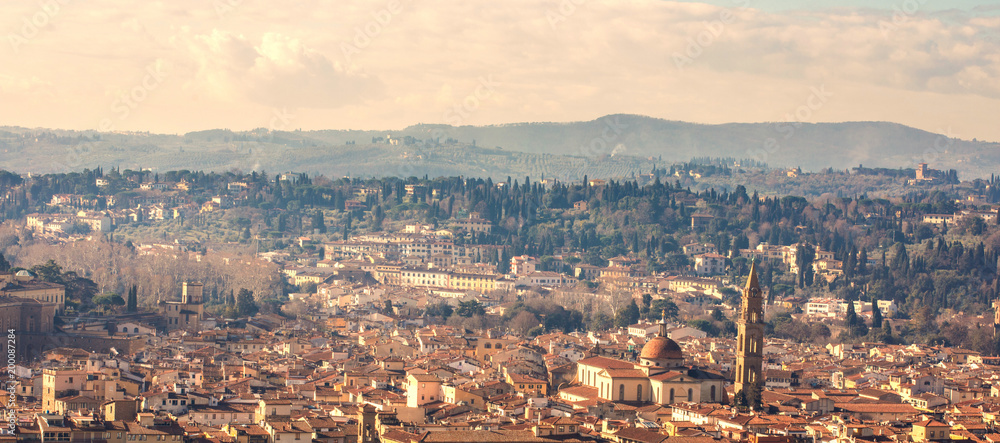 Beautiful Florence sunset city skyline. Panorama of Florence, Italy Beautiful Florence sunset city skyline. Panorama of Florence, Italy