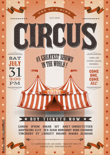 Vintage Grunge Striped Circus Poster