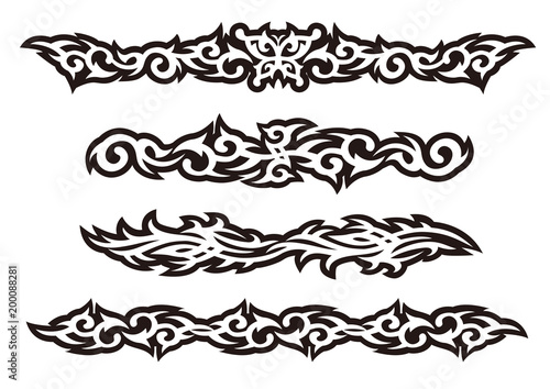 Tattoo tribal design art set, Vector Illustration