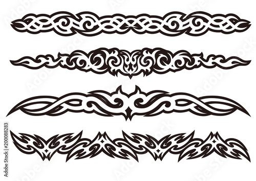 Tattoo tribal design art set, Vector Illustration