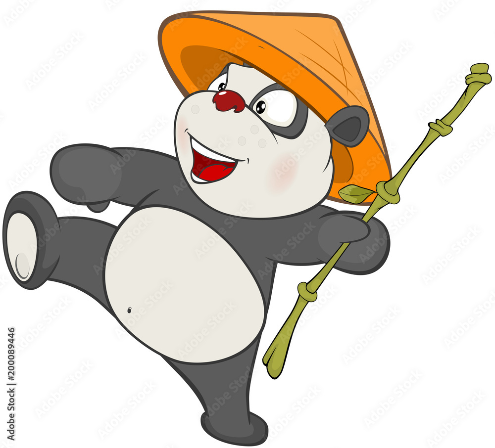 Fototapeta premium Illustration of a Cute Panda. Cartoon Character 