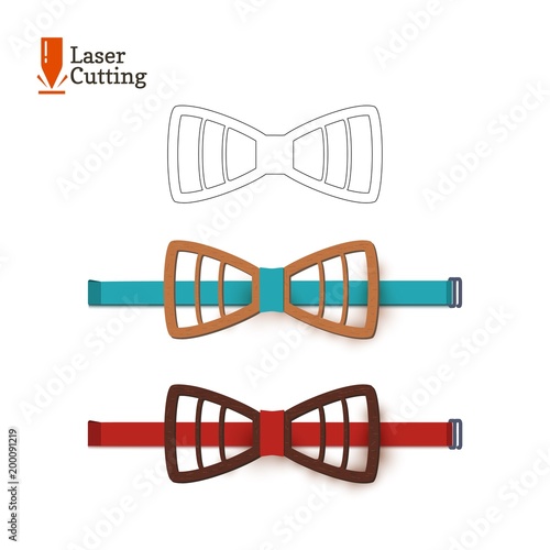 Laser cut bow-tie template. Vector silhouette for cutting a bow tie on a lathe made of wood, metal, plastic. The idea of design of a stylish accessory.