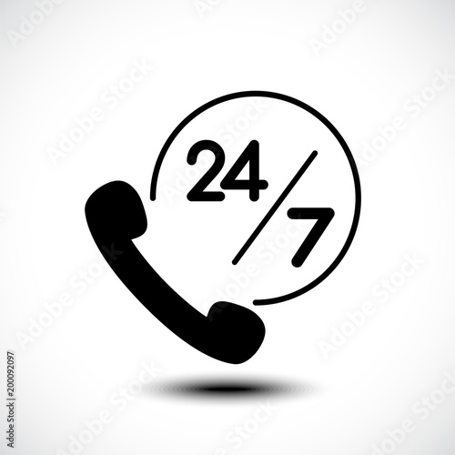 24/7 call center support icon. Vector illustration