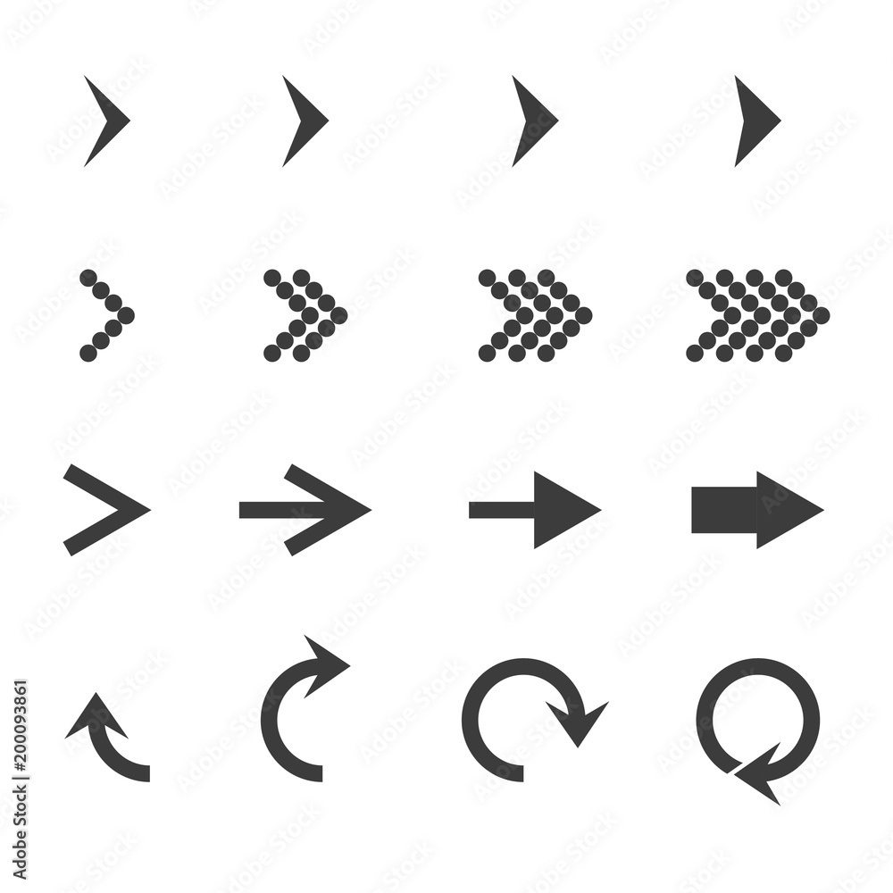 Set with arrow on a white background, vector Set with arrow on a white background, vector
