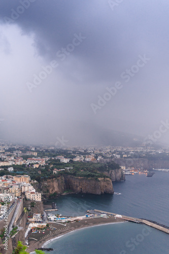 Rain clouds over beautiful Sorrento Bay in Italy
