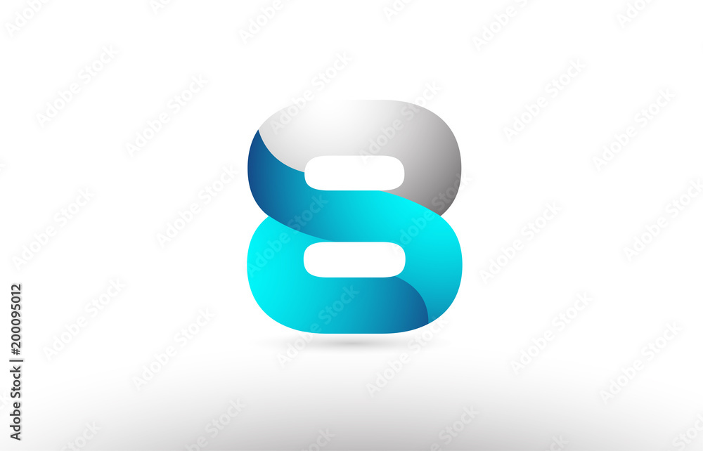 grey blue number 8 logo 3d design grey blue number 8 logo 3d design