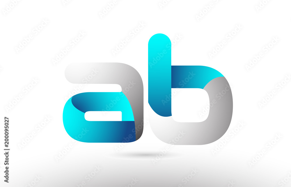 grey blue alphabet letter ab a b logo 3d design grey blue alphabet letter ab a b logo 3d design