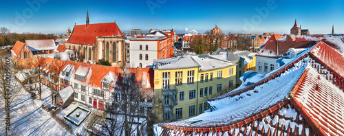 Panoramic view of the old centre of Rostock around the Abbey of the Holy Cross(Germany) photo