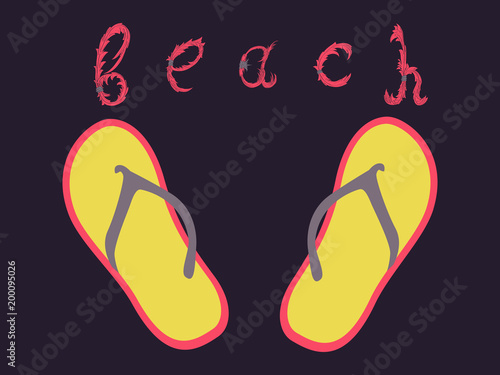 Vector Summer Time Holiday typographic illustration on vintage background. Tropical plants, flower, beach