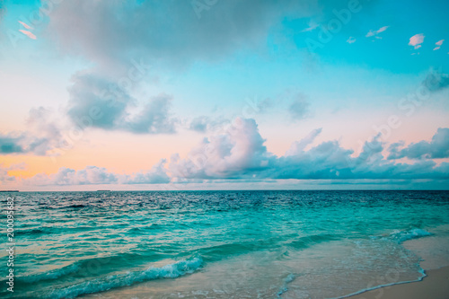 Fototapeta Naklejka Na Ścianę i Meble -  tropical sand beach at sunset