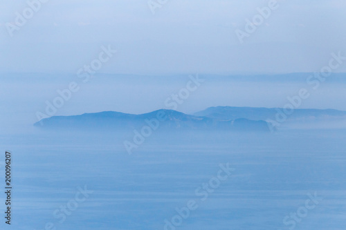 landscape with Turkish coastline in clouds
