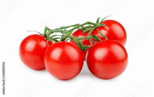 Bunch of cherry tomatoes isolated on white background.