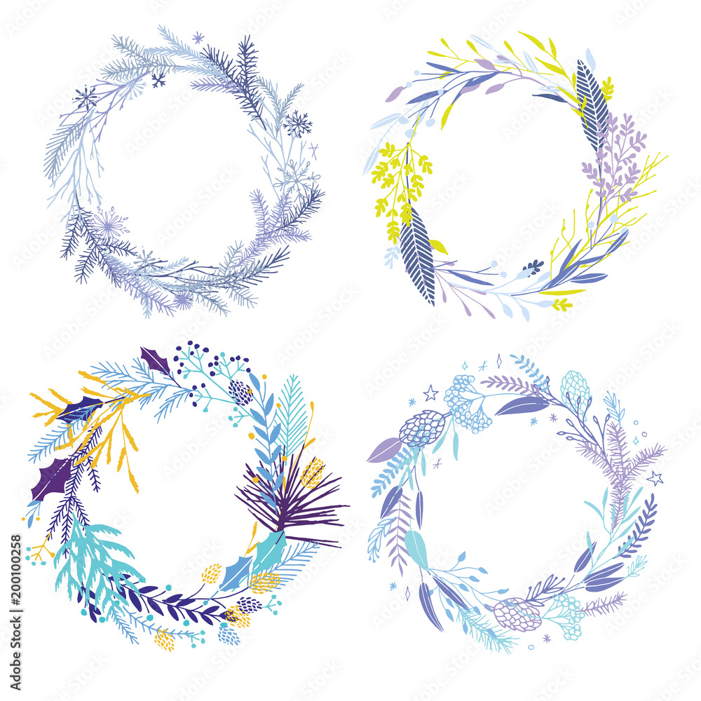 Fotografie Floral round wreaths.