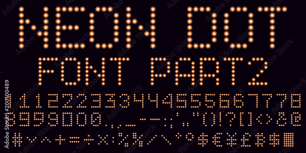 Neon dot font in orange, part 2 Neon dot font in orange, part 2