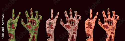 different colors zombie hands