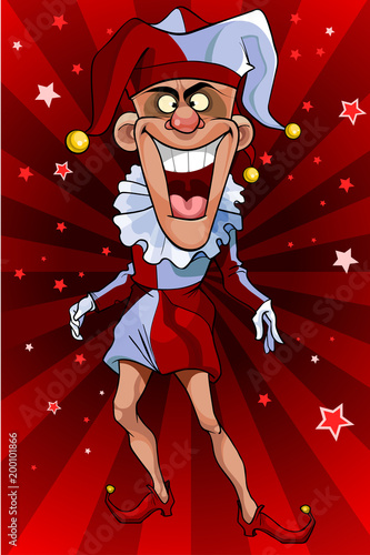 cartoon goofy male clown in a suit Joker
